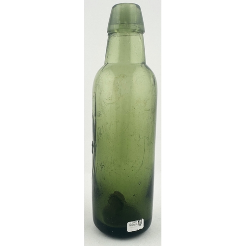 406 - SALFORD VALLETS PATENT BOTTLE. 8.5ins tall. Light olive green glass, embossed Y ENTWISLE/ SALFORD wi... 