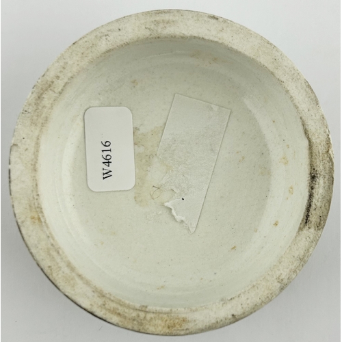 414 - BIRMINGHAM POT LID. (APL p646) 2.5ins diam. Smaller in size than pictured in book. Black transfer wi... 