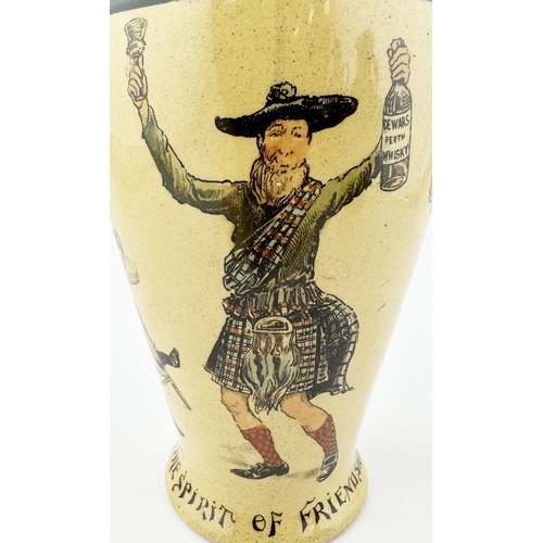 416 - DEWARS SPIRIT OF FRIENDSHIP WHISKY JUG. (WG p59). 8.9ins tall. (WG, p59). Unusual stretched lozenge ... 