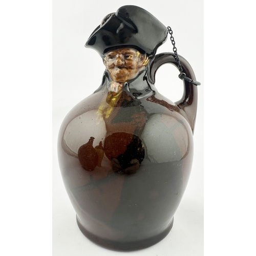 421 - WATCHMAN WITH MODELLED HEAD DOULTON KINGSWARE WHISKY JUG. (CDK p. 7.8ins tall. Detailed, gruff looki... 