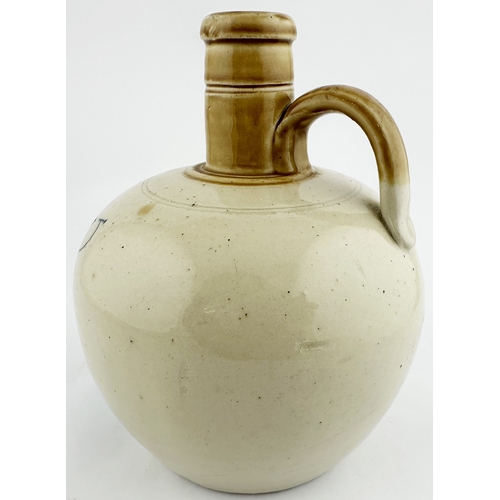 424 - GALLEY OF LORNE WHISKY JUG. 7.3ins tall. Spherical body, tan neck, rear handle. Strong black galleon... 