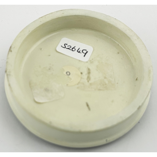 428A - BOAT PICTORIAL TOOTH PASTE POT LID. (APL p467) 2.8ins diam. Black transfer with very decorative oute... 