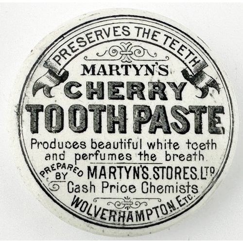 437 - CHERRY TOOTH PASTE POT LID. (APL p648, 95) 2.7ins diam. Black transfer, solid line borders. PRESERVE... 