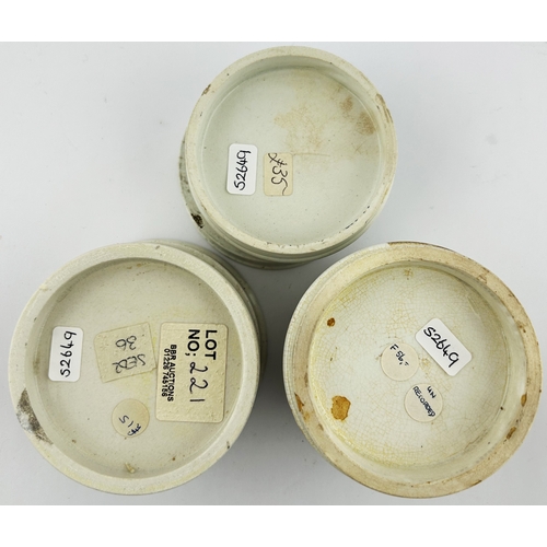 108 - POT LID & BASE GROUP. Largest 3.25ins. All tooth paste, decorative lids. Damages.