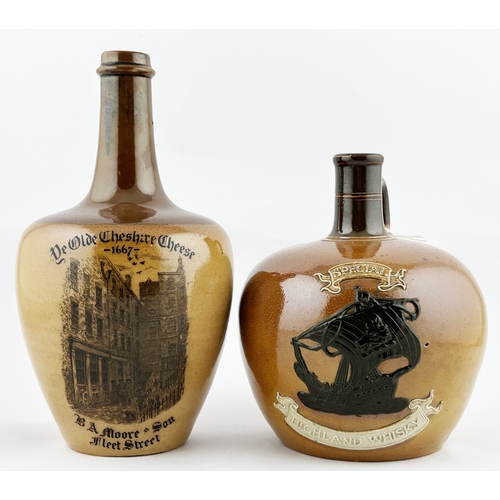 11 - ROYAL DOULTON JUG DUO. Tallest 9.25ins. YE OLDE CHESHIRE CHEESE/ B A MOORE & SON/ FLEET STREET, rear... 