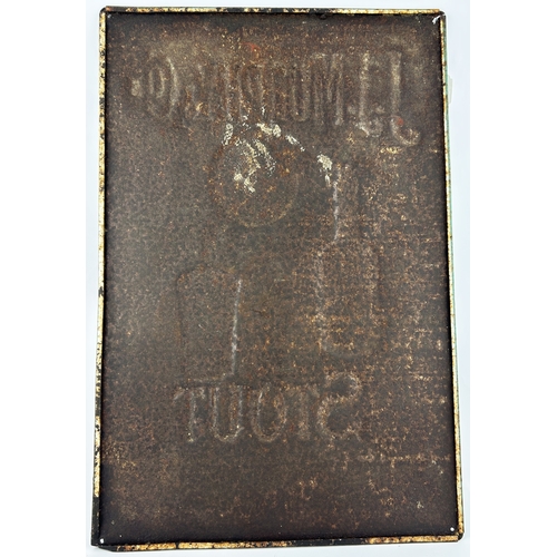 127 - MURPHY & CO STOUT ADVERTISING TIN SIGN. 15.5 ins tall. Multi coloured, t.m. badge. Rusty & worn.