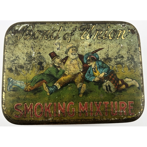 53 - BOND OF UNION SMOKING TIN. 5ins. Pict to front. Worn.