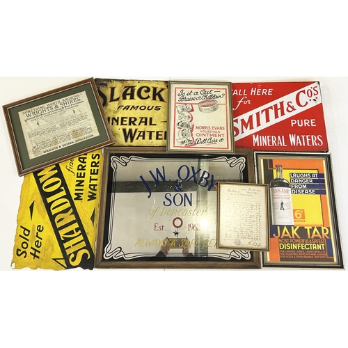 67 - ADVERTISING GROUP. Inc. Enamels, mirror, card advert. OXBY & SON DONCASTER, SLACK MINERAL WATER, MOR... 