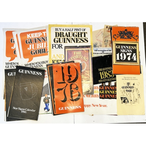 162 - GUINNESS CALENDAR & POSTER GROUP. Various years: 1974, 1979 & 1980 etc. Worn. (30+) 7/10 Unsuitable ... 