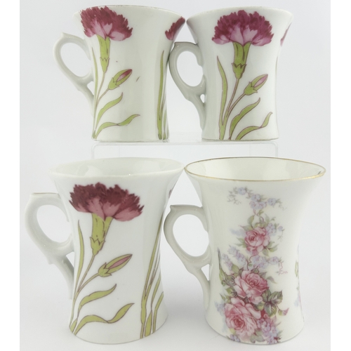 259 - KITCHENALIA CUPS GROUP. 4ins tall. Pink carnation & rose flowers designs. ARMOURS BOUILLON CUBES, AR... 