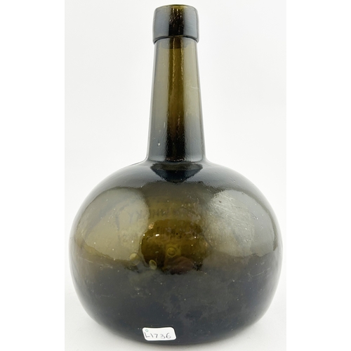 290 - DEWARS PERTH WHISKY DECANTER. 8ins tall. Black glass, acid etched. JOHN DEWAR & SONS/ DISTILLERS. Bo... 