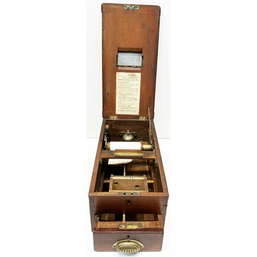 291 - PATENT AUTOMATIC CASH TILL. 19 x 10ins. Original wooden counter top drawer - ringing bell to drawer.... 