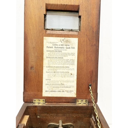 291 - PATENT AUTOMATIC CASH TILL. 19 x 10ins. Original wooden counter top drawer - ringing bell to drawer.... 