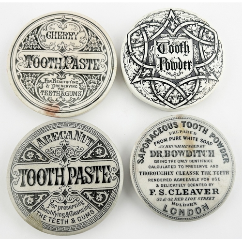 299 - TOOTH PASTE & POWDER POT LID GROUP. Largest 3.75ins. Various, fancy designs. ARECA NUT, TOOTH POWDER... 