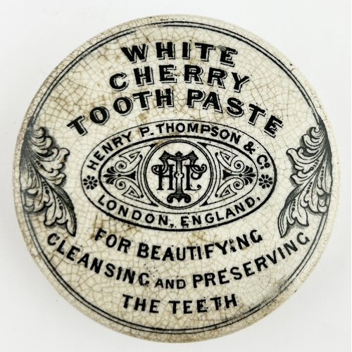 446 - LONDON WHITE CHERRY TOOTH PASTE POT LID. (APL p401, 31) 2.6ins diam. Exact match to the example in t... 