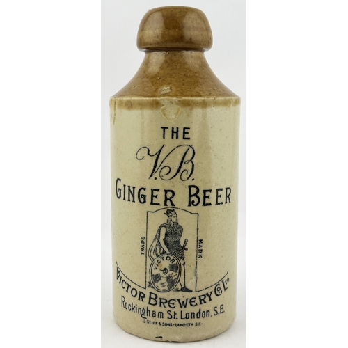 481 - LONDON GINGER BEER BOTTLE. ??ins tall, std, t.t., blob lip. Strong colours with clean transfer. THE ... 