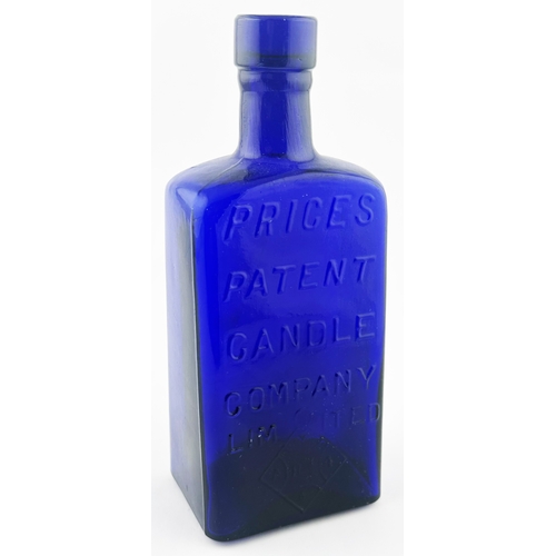 515 - PRICES PATENT CANDLE COMPANY BOTTLE. 7.4ins tall. A very appealing deep cobalt blue example of the c... 