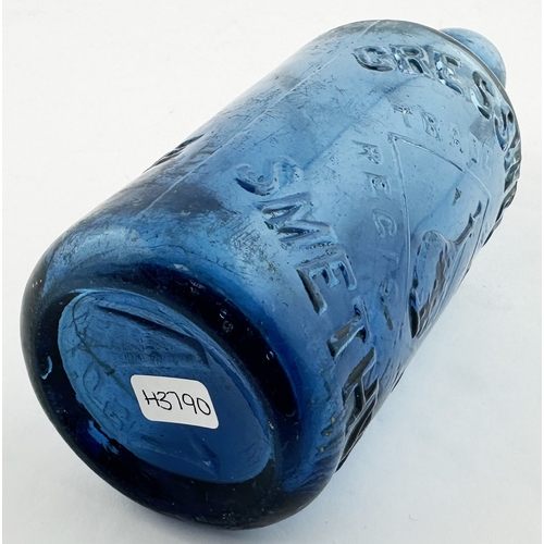 531 - SMETHWICK GLASS GINGER BEER BOTTLE. 6.75ins tall. Dark to mid blue glass, embossed CRESSWELL & CO wi... 