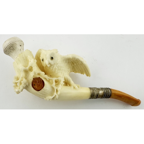 543 - SPREAD WINGED EAGLE MEERSCHAUM PIPE BOWL. 4.9ins long. Another impressive figural pipe, in original ... 