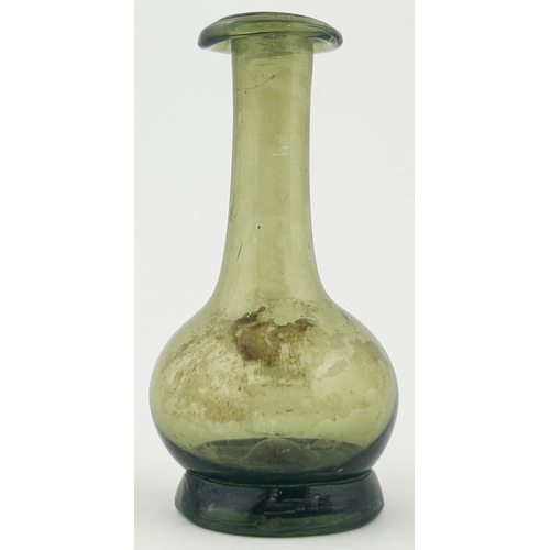 548 - FREEBLOWN APOTHECARY GLASS VIAL. 3.3ins. An extraordinary, very unusual form - globular base, long n... 