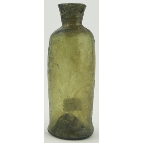 550 - FREEBLOWN APOTHECARY GLASS VIAL. 3.5ins. Similar to previous lot, as crude & thin walled vial, short... 