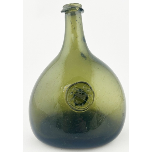 554 - SEALED ENGLISH BLADDER WINE BOTTLE. (Burton Vol 3, p1493). 6.5ins tall. A wonderful, small size, fre... 