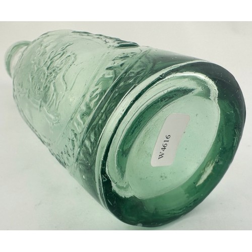 403 - KIDDERMINSTER CODDS PATENT BOTTLE. 7ins tall.  Aqua, heavily embossed, square/ flat base. W PAIN/ BR... 