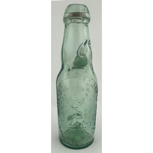 405 - SOUTH YORKSHIRE CODDS PATENT 4 BOTTLE. 7ins tall. Aqua, original rubber neck stopper. Embossed THE S... 