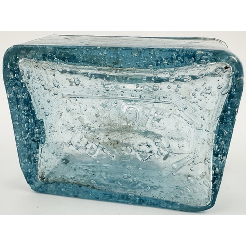 33 - HYDE LONDON INK BOTTLE. (Ink book p179, H36.11-14). 2.25ins tall. Light blue glass, sheared lip, rec... 