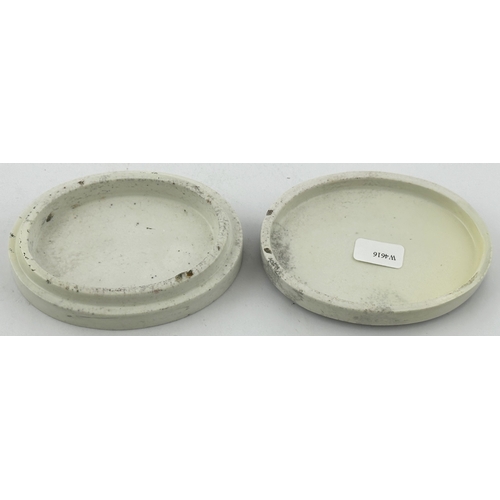 60 - LONDON TOOTH PASTE POT LID WITH BASE. (APL p299, 20a) 3.25ins x 2.25ins diam. Oval shape black trans... 