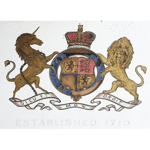 100 - CAMPBELL & CO PALE & MILD ALES FRAMED MIRROR. 34.73 x 54.25ins. Multi coloured coat of arms to centr... 