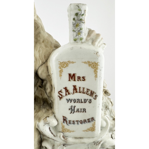 112 - MRS S A ALLENS WORLDS HAIR RESTORER SHOP ADVERTISING FIGURE. 21.5ins tall. Large well modelled, part... 