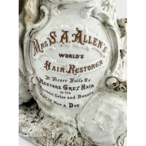 112 - MRS S A ALLENS WORLDS HAIR RESTORER SHOP ADVERTISING FIGURE. 21.5ins tall. Large well modelled, part... 