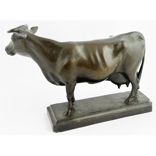 66 - BRONZE CASTE FIGURE DAIRY COW. 7.7ins tall. Very fine sculpted bronze model of a Dairy Shorthorn Cow... 