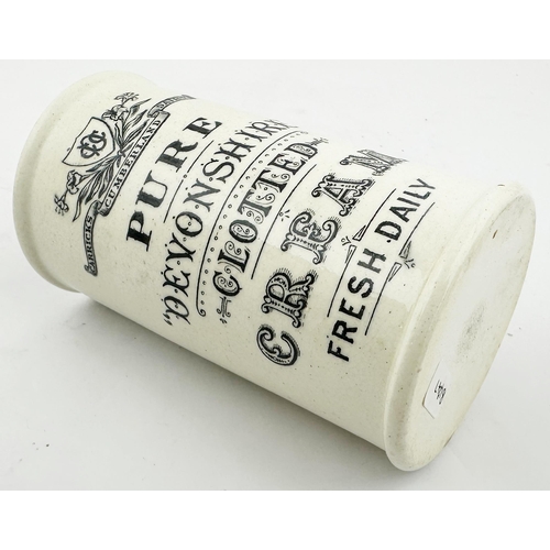 67 - CARRICKS CUMBERLAND CLOTTED CREAM POT. 4.7ins tall. Black transfer several decorative lines of writi... 