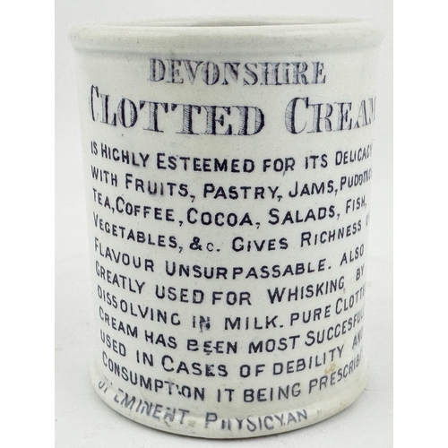 68 - ELANDS CLOTTED CREAM POT. 3ins tall. Light purple transfer to 2 sides. ELANDS/ PURE DEVONSHIRE/ CLOT... 