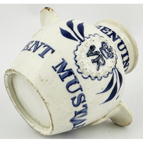 74 - BATTYS OIL & ITALIAN WAREHOUSE JAR. 3.6ins tall. Dark blue transfer PATENT MUSTARD. FINSBURY SQR/ LO... 