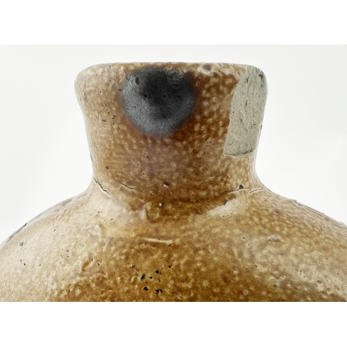 82 - EARLY LONDON PUB NAMED SPIRIT FLASK. 8.5ins tall, round shouldered lozenge shape, oval base. Gorgeou... 