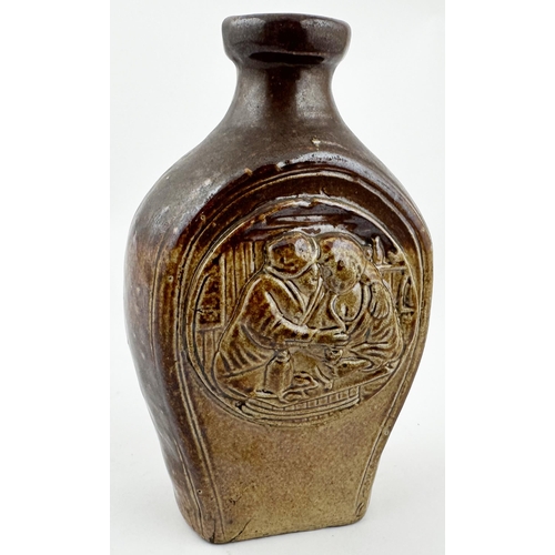 83 - EARLY SPRIGGED FLASK. Askey R361. 5.4ins tall, t.t. salt glaze, one side slightly darker than other.... 