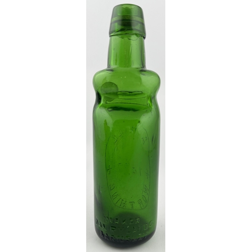 86 - WORTHING DATED BULB NECK CODD BOTTLE. 9ins tall. 10oz bulb neck, pronounced bulb & unusual long neck... 