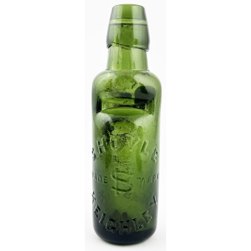 88 - KEIGHLEY BULB NECK GREEN CODD BOTTLE. 7.7ins tall. 6oz dark green bulb neck codd, green marble, from... 