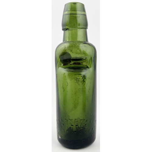 88 - KEIGHLEY BULB NECK GREEN CODD BOTTLE. 7.7ins tall. 6oz dark green bulb neck codd, green marble, from... 