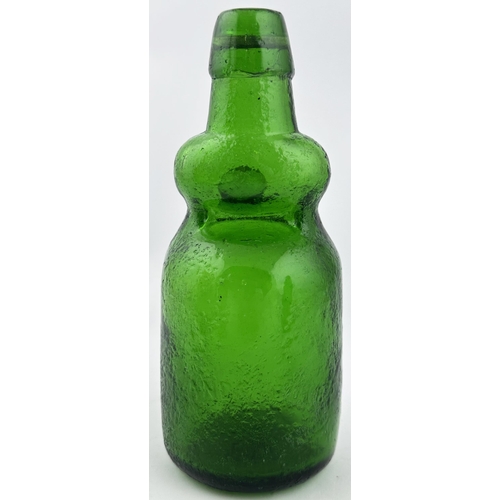 89 - EDINBURGH DUMPY GREEN BULB NECK CODD BOTTLE. 7.4ins tall. Vibrant green glass, very pronounced protr... 