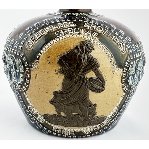 92 - GREENLEES BROTHERS SPECIAL OLD IRISH WHISKY JUG. WG p7.1ins to top of silver plated flip top. A trul... 