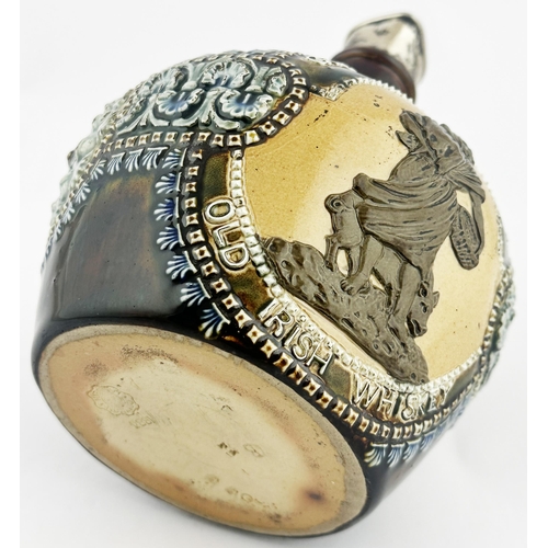 92 - GREENLEES BROTHERS SPECIAL OLD IRISH WHISKY JUG. WG p7.1ins to top of silver plated flip top. A trul... 
