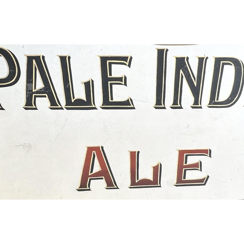 98 - MC EWENS PALE INDIA ALE FRAMED MIRROR. 59.5 x 44ins. Acid etched flowers to all four corners. Multi ... 