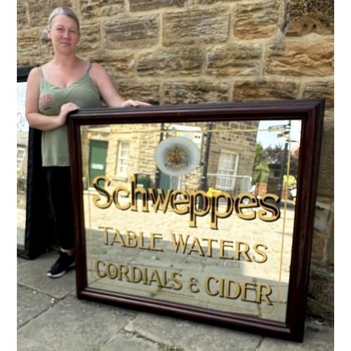99 - SCHWEPPES TABLE WATERS CORDIALS & CIDER FRAMED MIRROR. 49 x 41.75ins. Stunning central coat of arms,... 