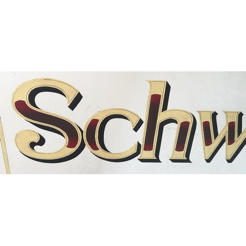 99 - SCHWEPPES TABLE WATERS CORDIALS & CIDER FRAMED MIRROR. 49 x 41.75ins. Stunning central coat of arms,... 