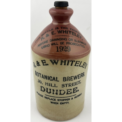 95 - 1929 DUNDEE FLAGON. 11ins tall. Pink top, black transfer, rear handle. Mint.