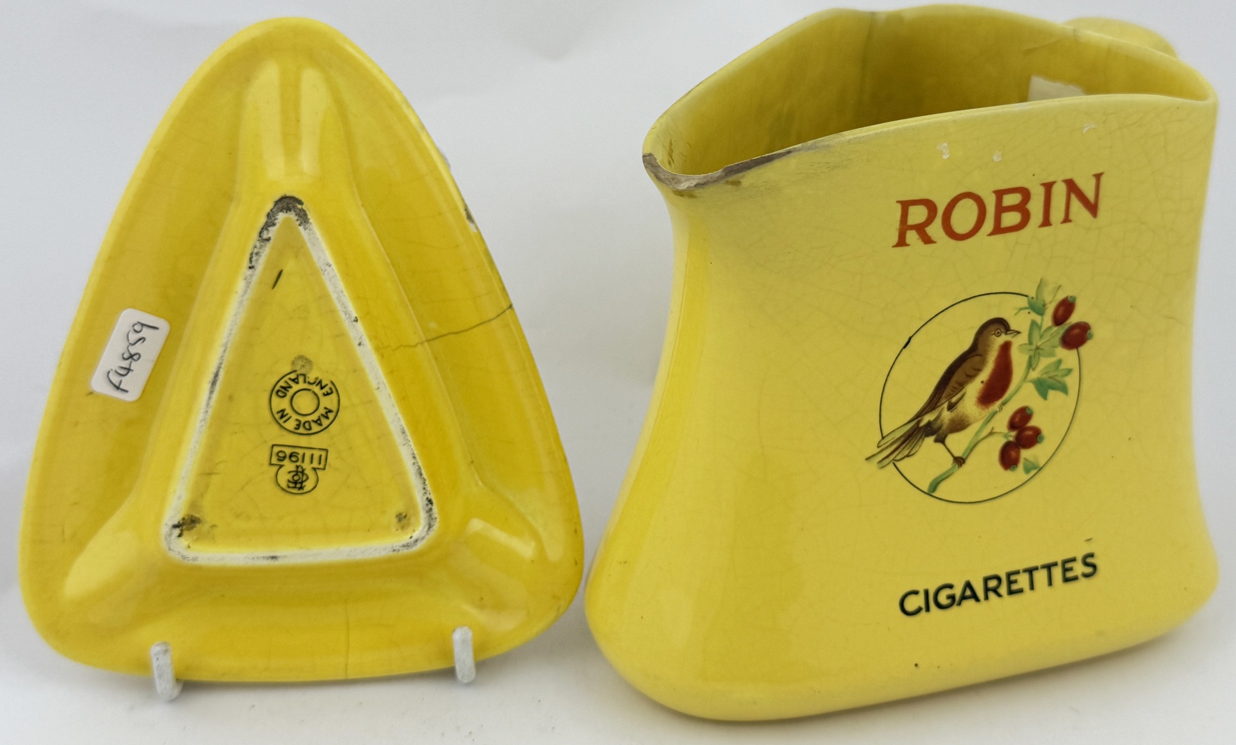 ROBIN CIGARETTES DUO. Largest 4.75ins. Striking yellow with central ...